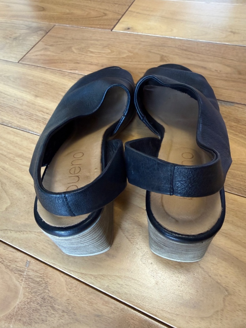 Bueno Black Leather Slingback Block Heel Sandals | Size 40 - Picture 6 of 9